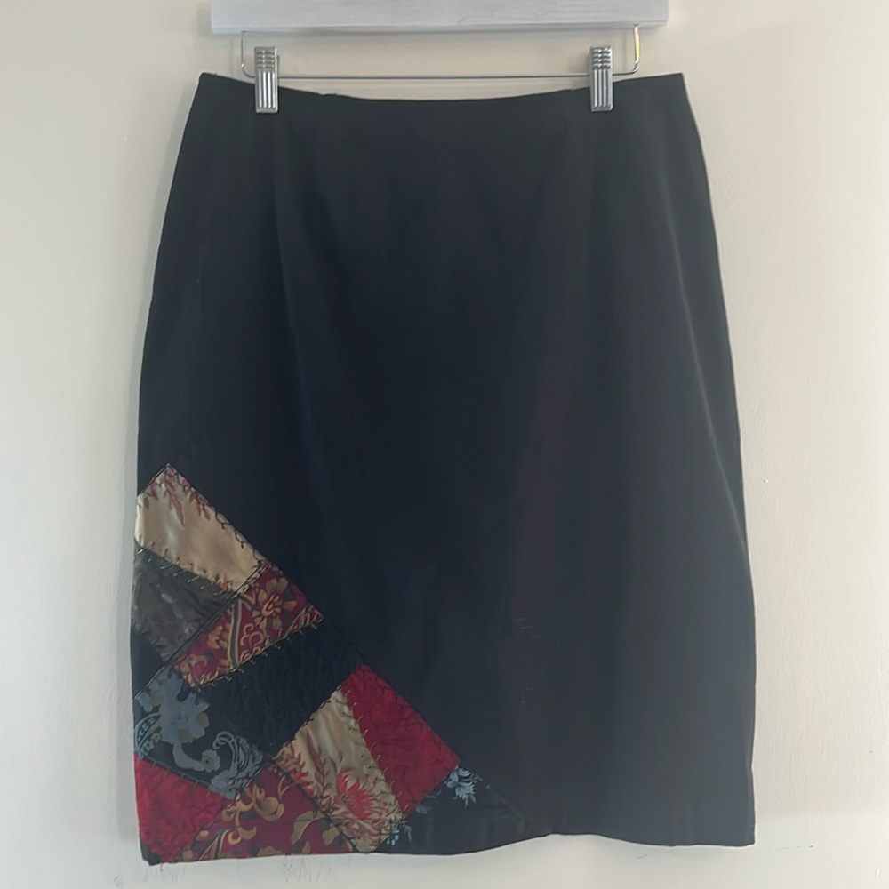 Vintage Susan Bristol Patchwork‎ Skirt Boho Embroidered Floral Lace 90s y2k